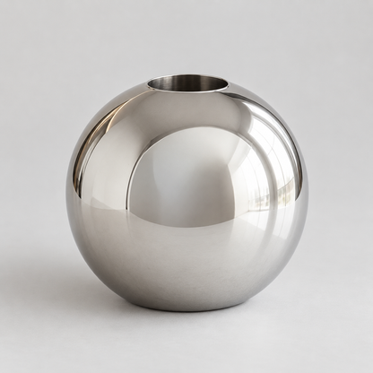 Kugle · stål vase uden blomster