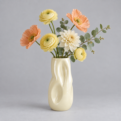 Organisk · smørgul vase med blomster